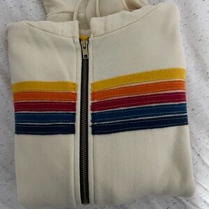 Aviator nation 5 stripe white sweatshirt